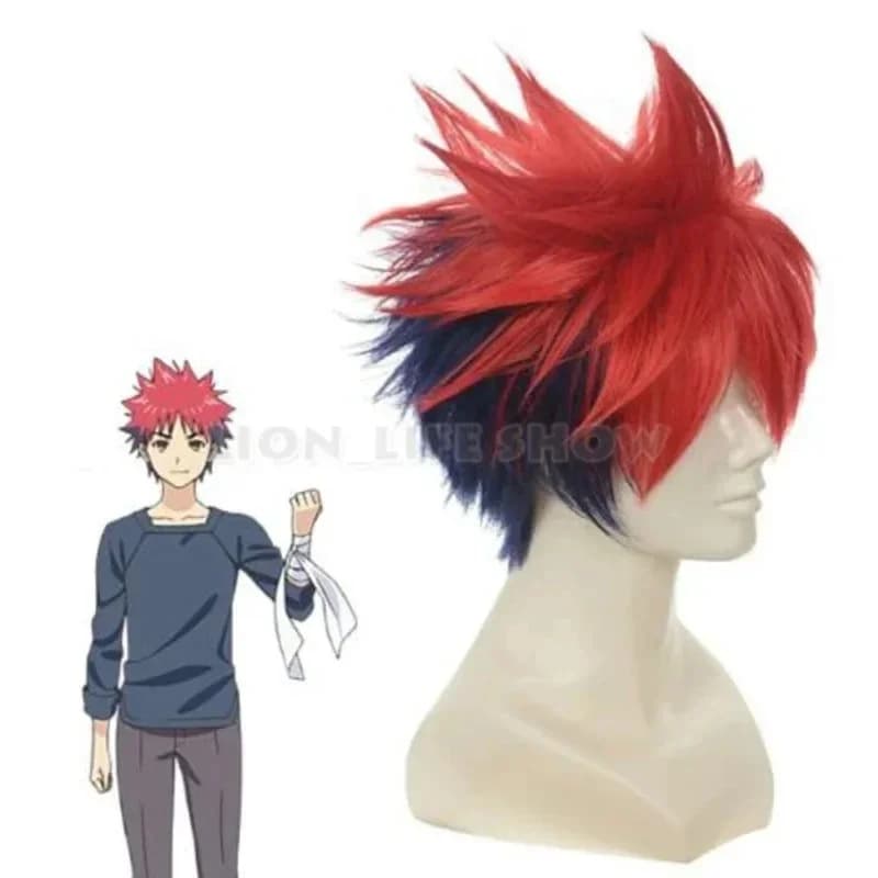 (#^.^#) 2026 New Food Wars Shokugeki no Soma Yukihira Souma Styled Red Short Fluffy Cosplay Wig →_→LOOK ME