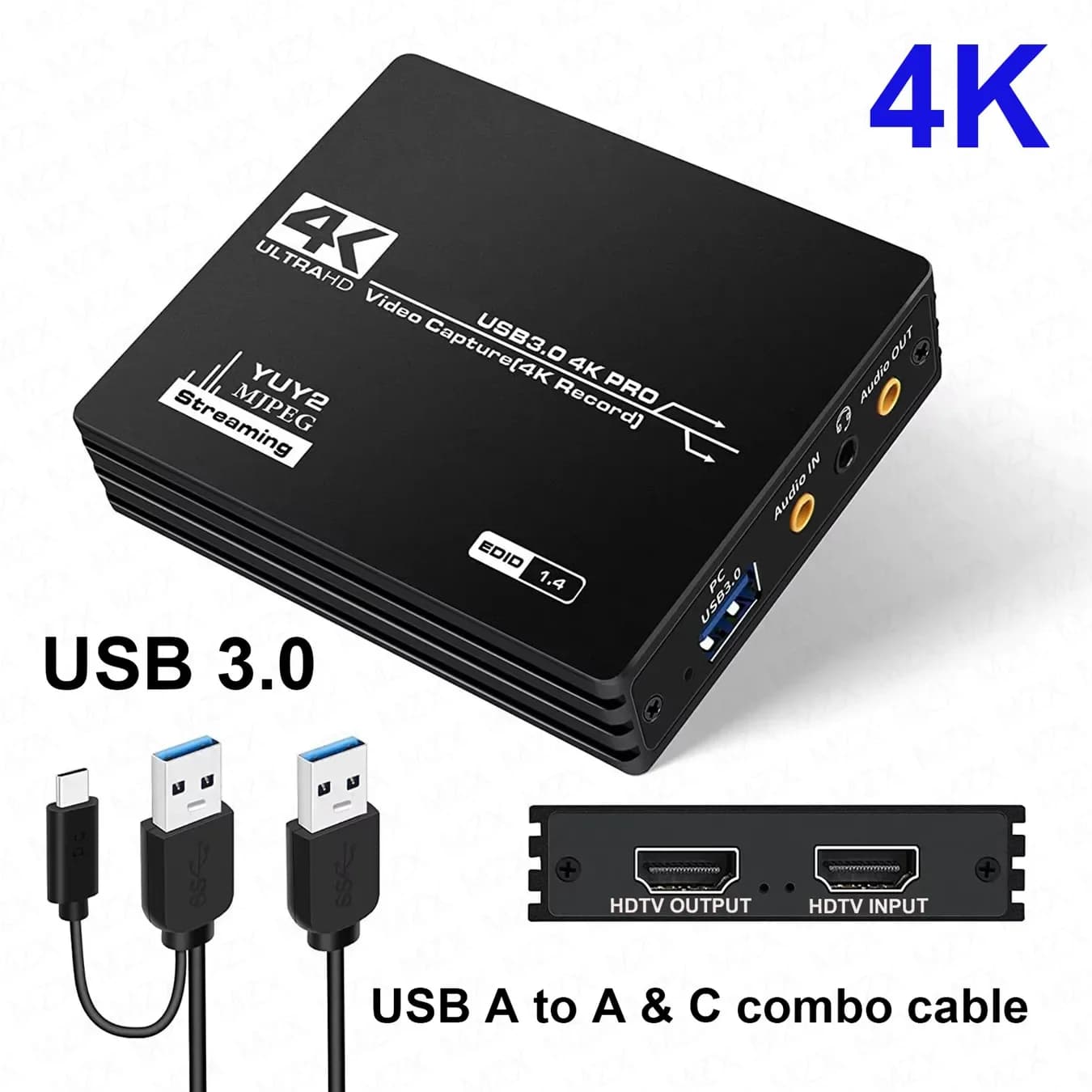 USB 3.0 4K video capture card Compatible with HDMI A Type C 60fps 1080P Loop-Out 30Hz Grabber Audio OBS Game Live Recorder