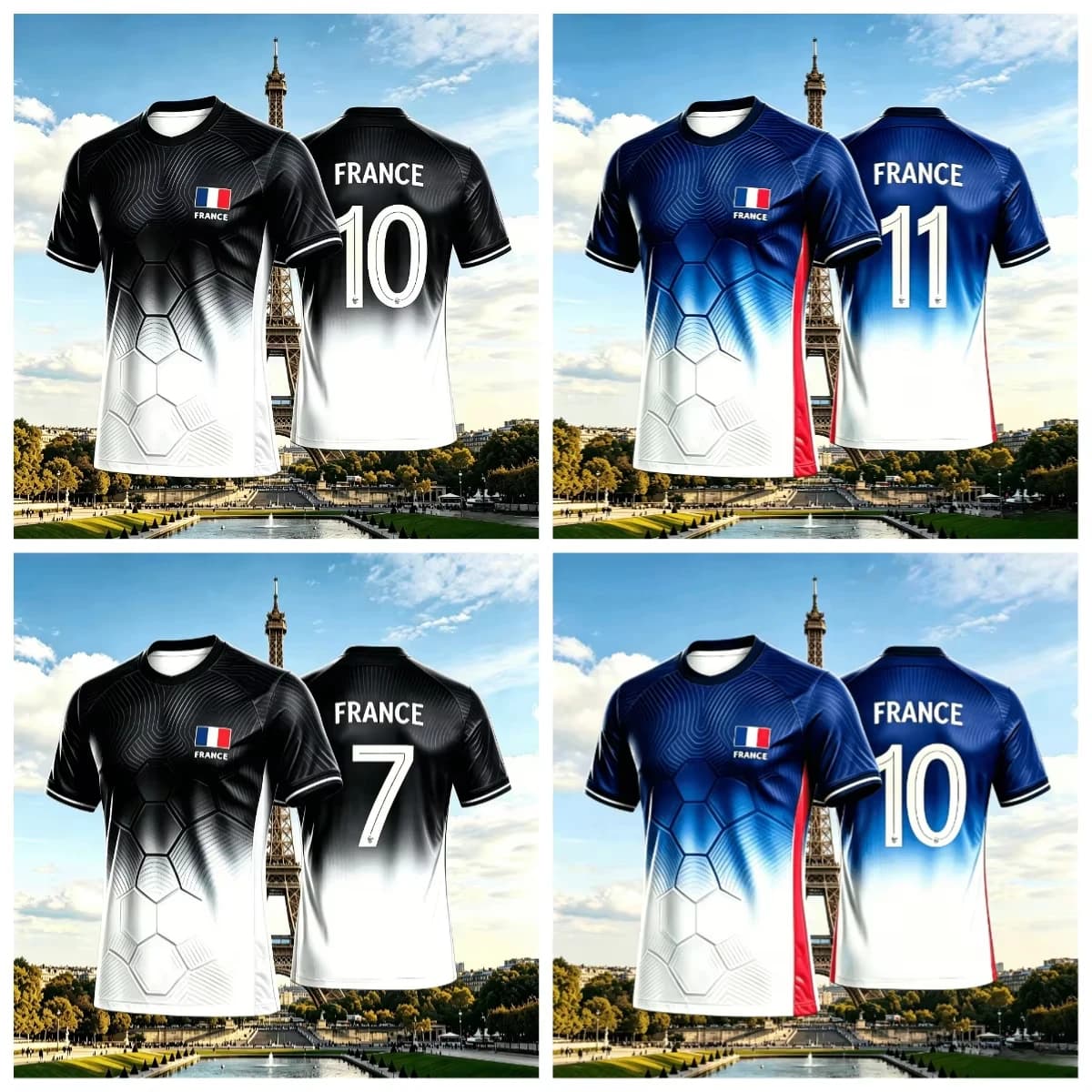 2026 Family Matching 3D Printed French Flag Printed Fan Shirt Breathable Quick Drying Outdoor Football Short Sleeve T-shirt