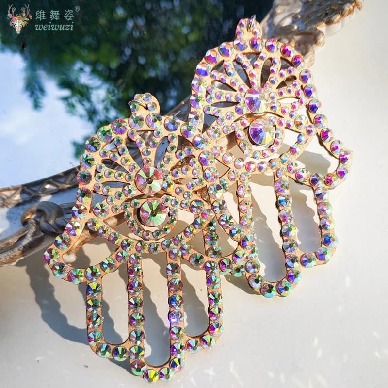 Accessori per concorsi di danza del ventre Orecchini con pietre AB senior Ornamento per spettacoli di danza del ventre orientale per adulti e bambini