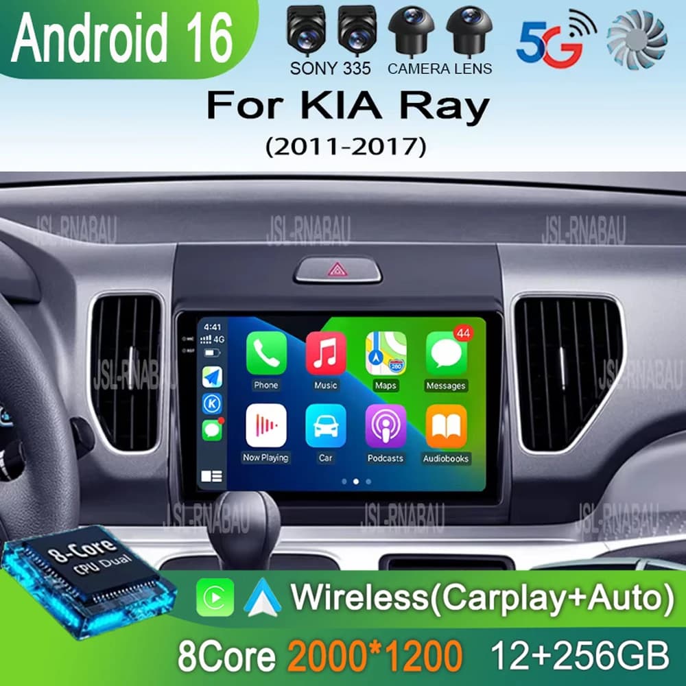 Autoradio Android 16 Auto All-in-One Stereo Carplay 2 DIN per KIA Ray 2011-2017 Lettore Multimediale Navigatore GPS Schermo HD