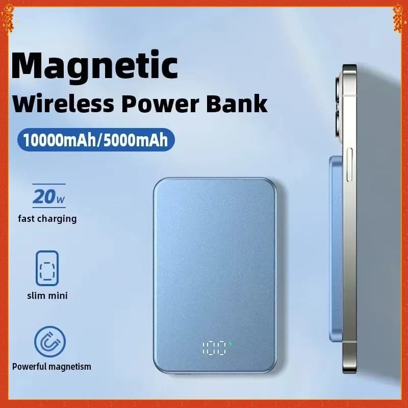 Power Bank Magnetico Wireless Ultra-sottile USB C PD20W 5000mAh 10000mAh, Ricarica Rapida, Batteria Esterna di Riserva per iPhone 15 14 13 12