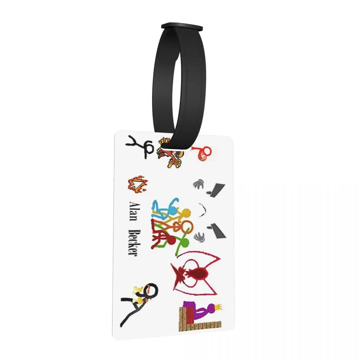 Alan Becker Figure a cinque stick con Fire Mouse Piccone Etichette per bagagli Etichetta per imbarco per bagagli di moda Porta etichette ID Nome Indirizzo