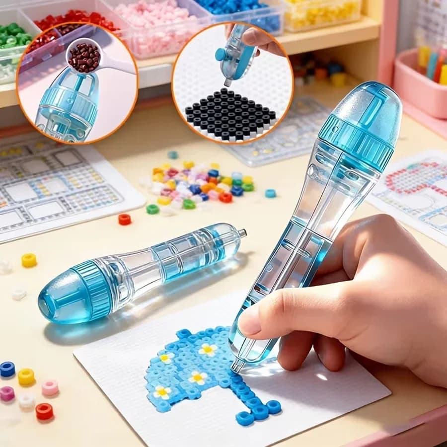 Penne Gel Creativi Fai-da-Te con Perline, Penne Automatiche con Perline 3D da 2,6mm | Penna Decorativa Artigianale, Impugnatura Ergonomica Antiscivolo FX5770