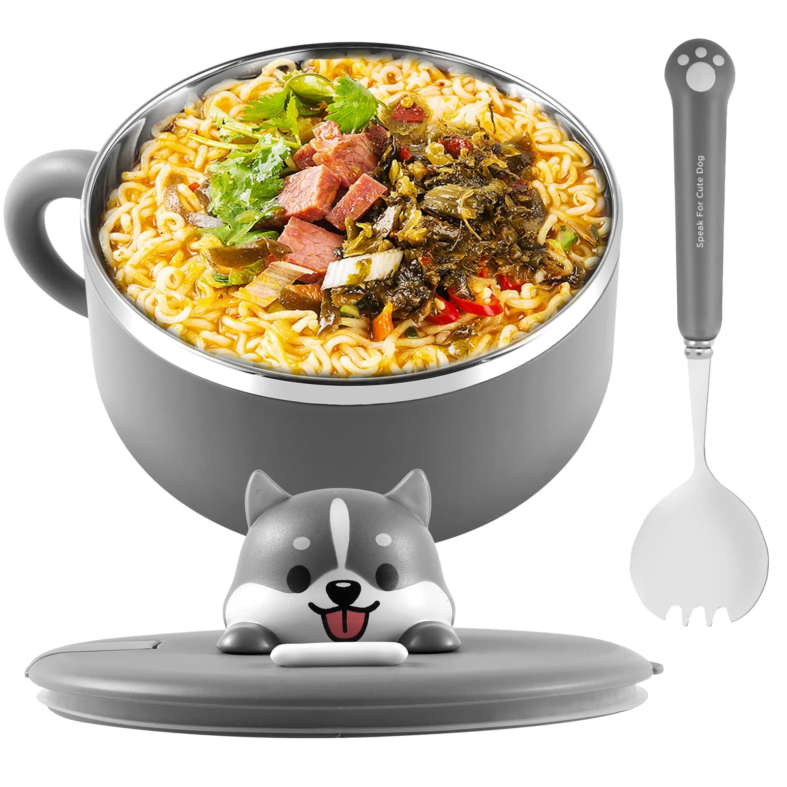 Ramen Bowl Cooker con coperchio ciotola per spaghetti istantanei da 1200ml con forchetta cucchiaio ciotola per Ramen portatile con manico ciotola per Ramen a tenuta stagna