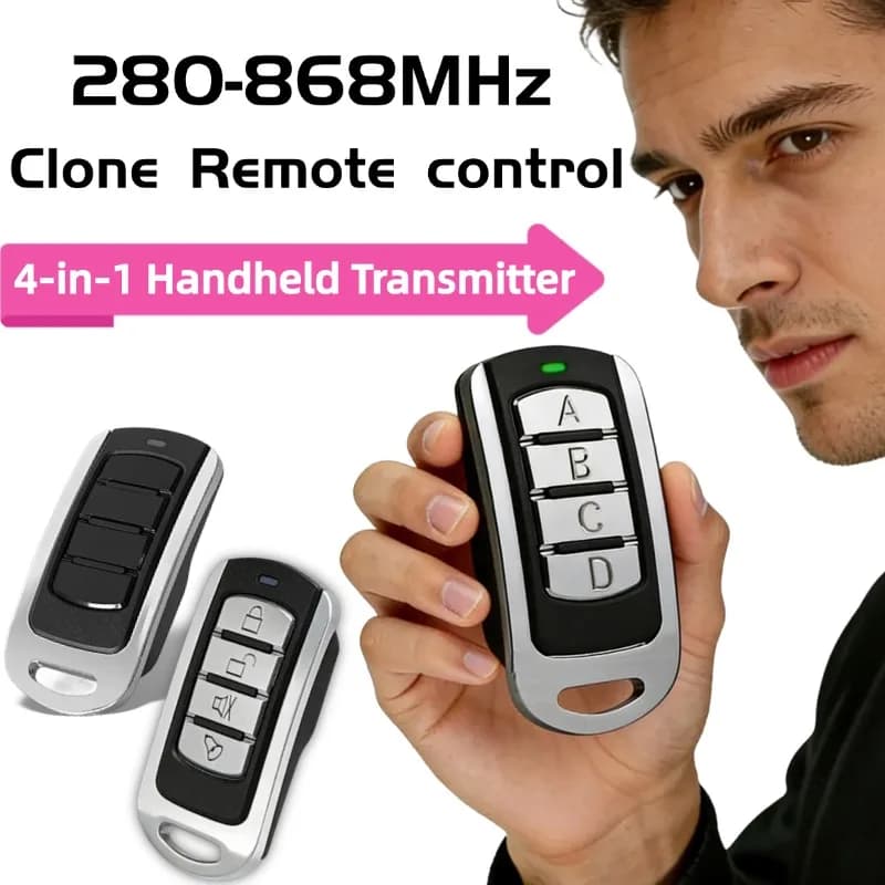 Trasmettitore Portatile 4 in 1 280-868MHz, Duplicatore Multifrequenza Fisso, Copia Codice 433MHz, Telecomando per Porte di Garage e Cancelli