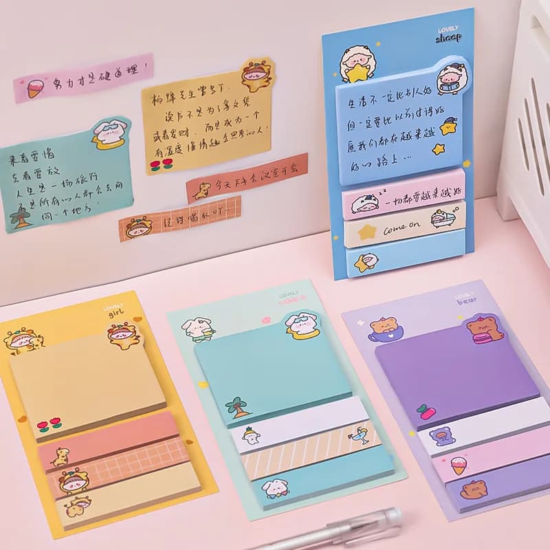 Kawaii Simpatici Animali Carta Note adesive Blocco note creativo Taccuini memo Ufficio Scuola Cancelleria Adesivi adesivi Decorazione