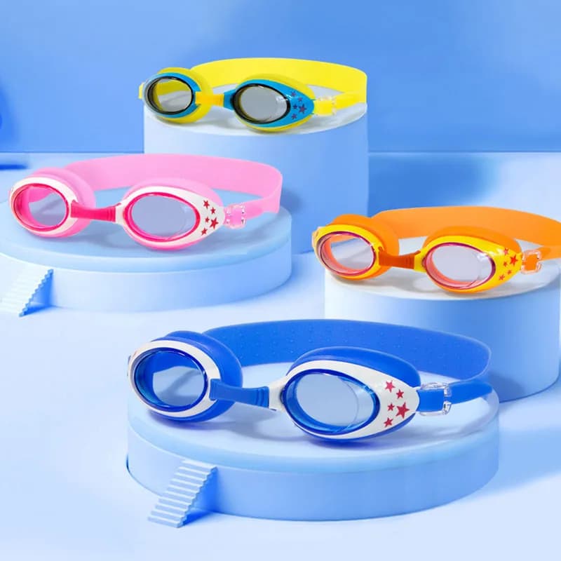 1×Woodproof silicone swimming glasses for children, colored lenses, adjustable swimming glasses for children from 3 to 15 years