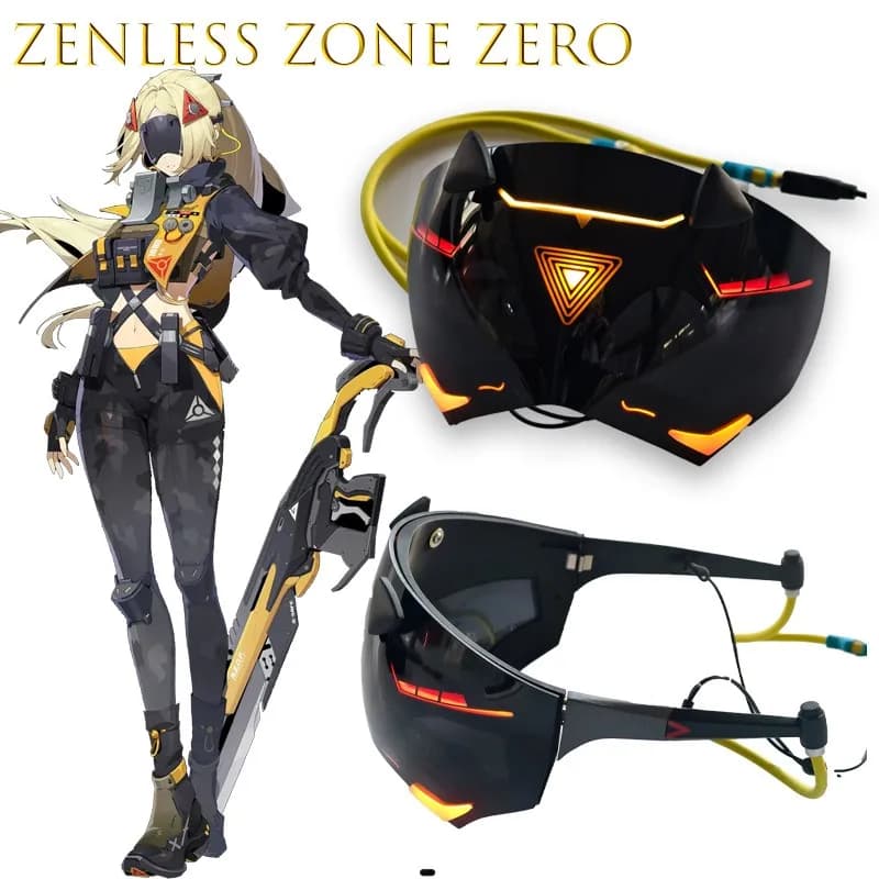 BZenless Zone Zero Trigger Cosplay Half Face Mask High Quality Anime Eye Patch Wig Set Obol Squad Halloween Party Men Carnival