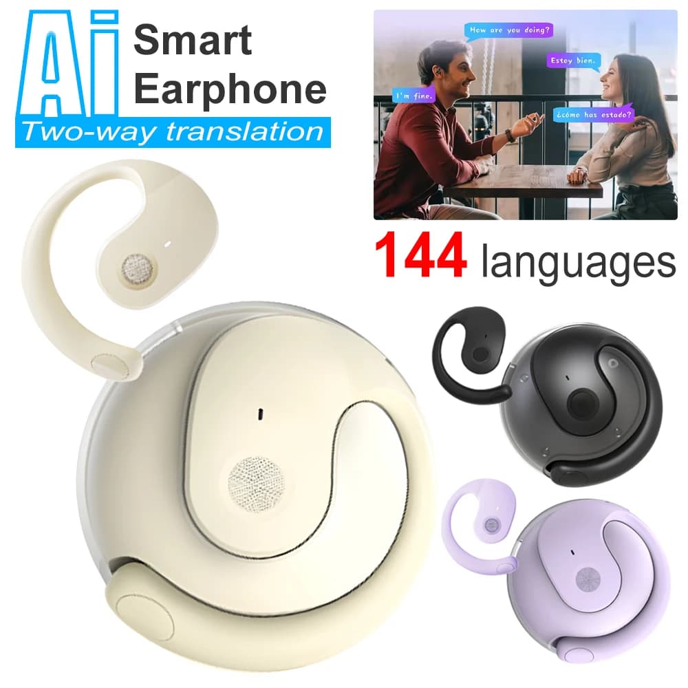 Bluetooth Traduttore AI 144 Lingue Traduzione Simultanea Bidirezionale Impermeabili Per Business, Work e Scuola Headphones Gaming Stereo Auricolari a Coroncina