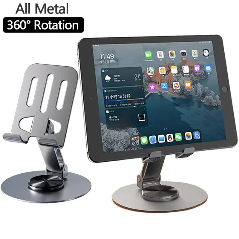 1/2PCS Universal All-Metal Aluminum 360° Rotating Mobile Phone Holder - Folding Double Shaft Design, Stable Anti-Slip Bracket