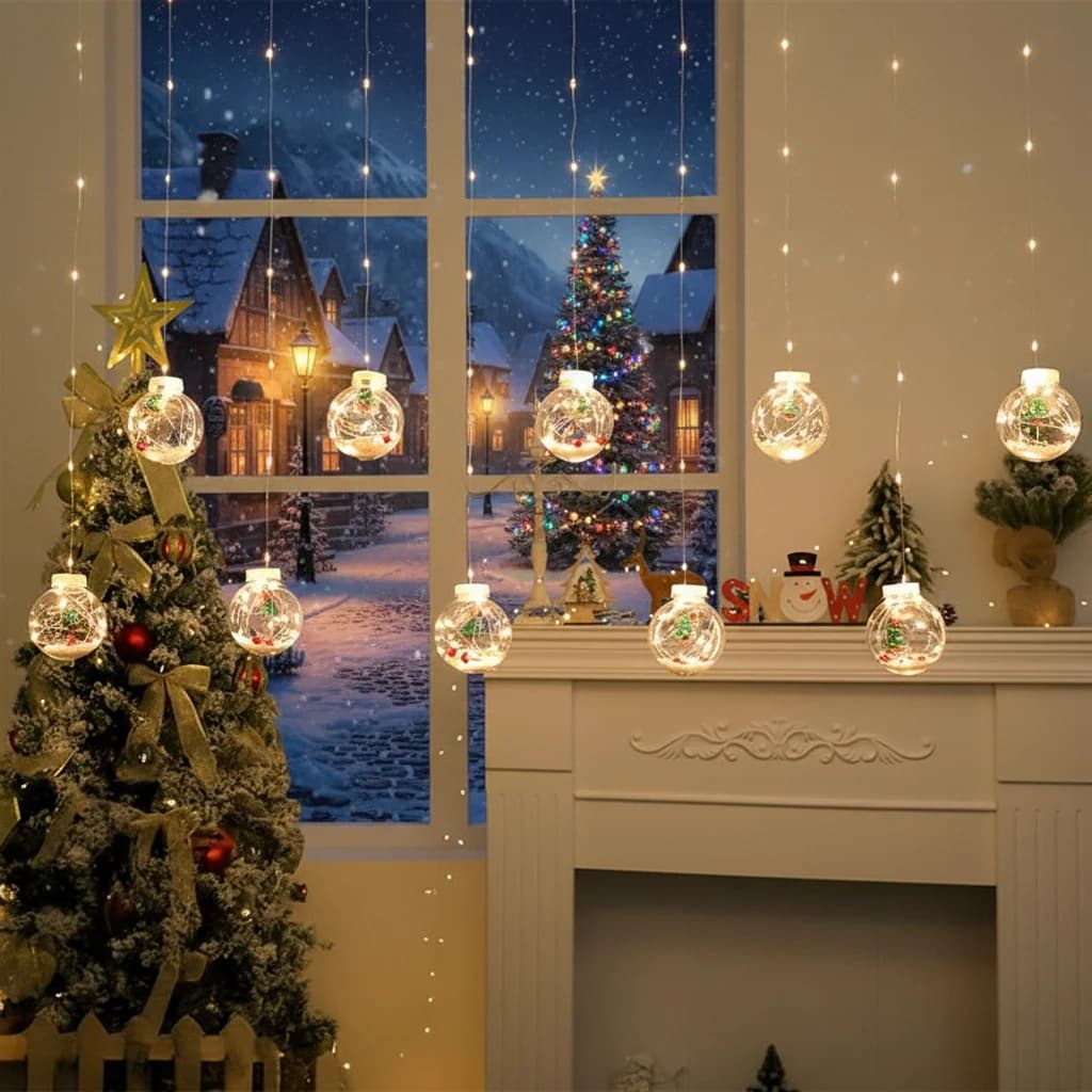 1pc luci della stringa della tenda delle fate palla dei desideri di Natale LED lampada della ghirlanda delle vacanze di nozze per la decorazione della festa della stanza di casa