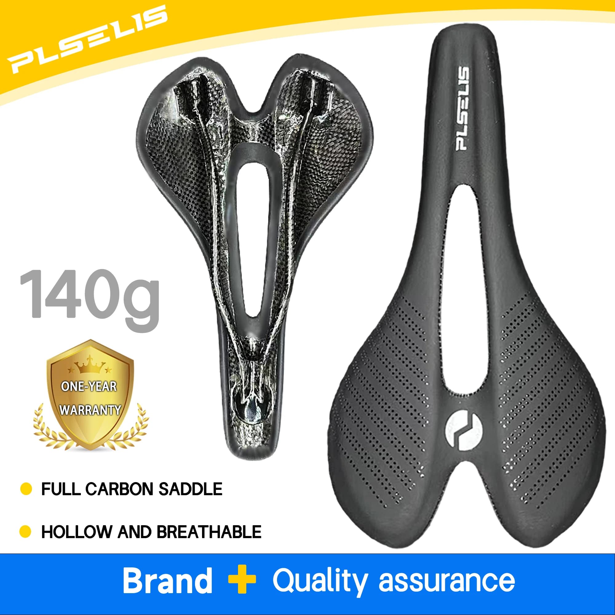 Sella Plselis Full Carbon - Cuscino per bicicletta durevole e impermeabile dal design ergonomico leggero da 140 g per una guida confortevole