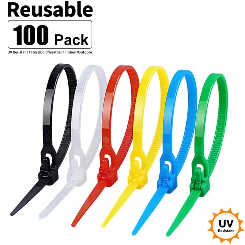 UV Resistant Zipties Reusable Cable Ties 3.6x150mm, Various colors available, Black, White... May Wrap Ties Slipknot Removable