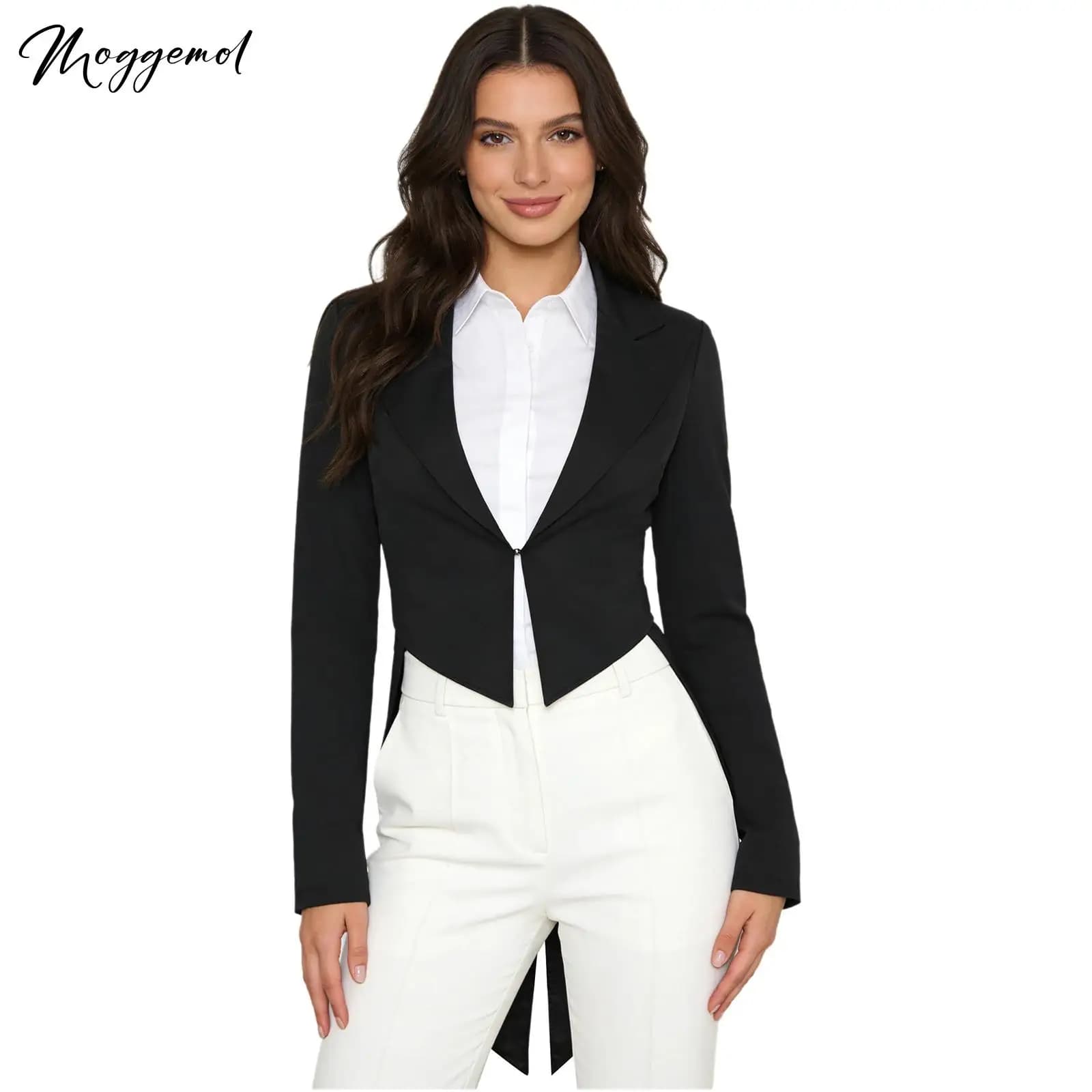 Giacca Vintage da Donna Stile Swallowtail, Costume da Cameriera, Blazer con Collo a V e Risvolto a Punta, Manica Lunga, per Cocktail