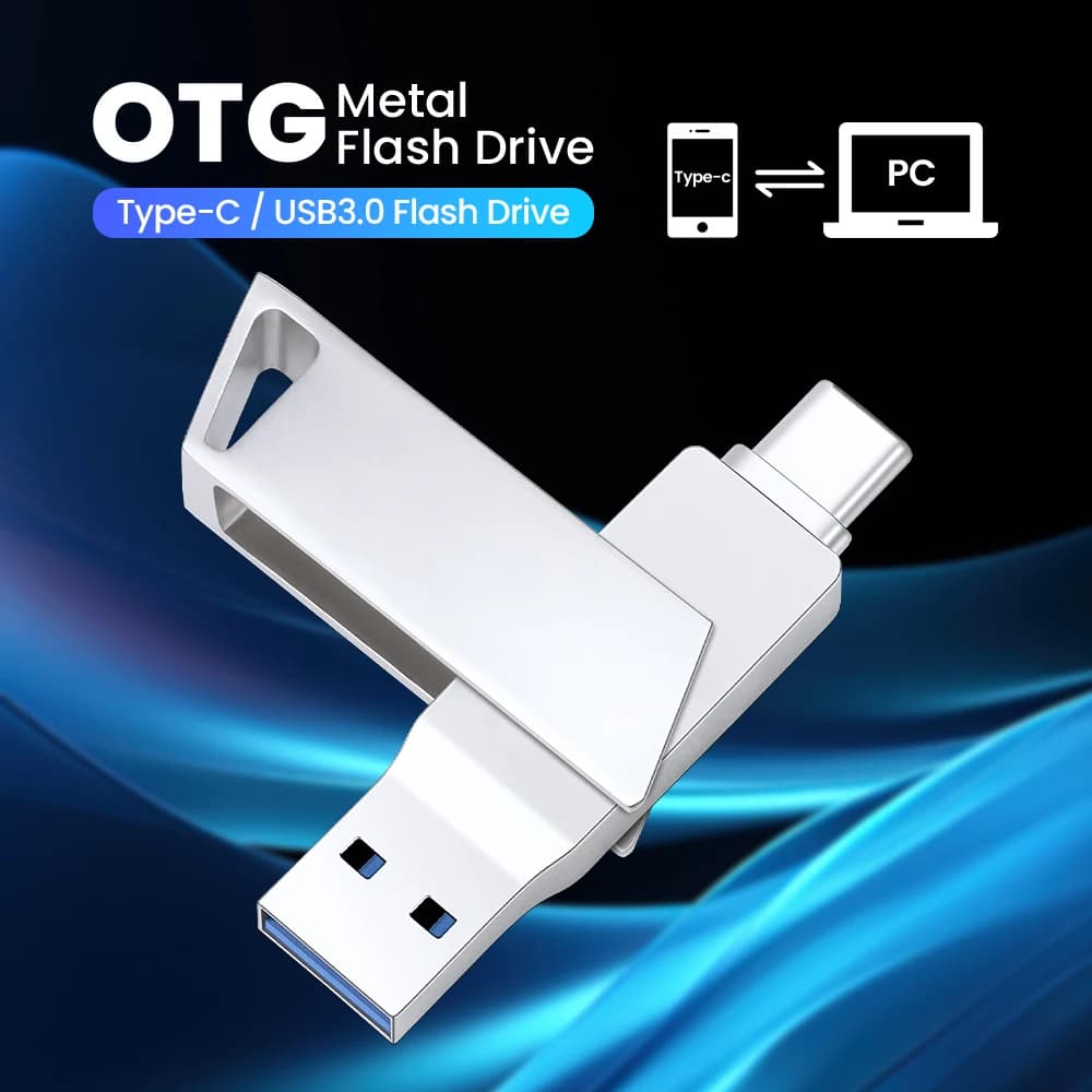 Nuova chiavetta USB 3.0 girevole di tipo C in metallo da 32 GB per computer e telefono Design rotante a doppio uso Unità di penna per archiviazione dati durevoli