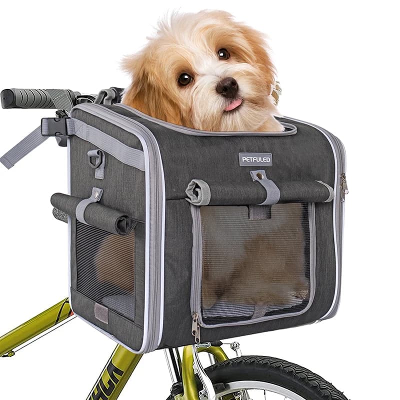 Expandable Soft-Sided Pet Carrier Backpack With Collapsible Dog Bike Carrier For Mesh Windows For Small Dog Cat Puppies