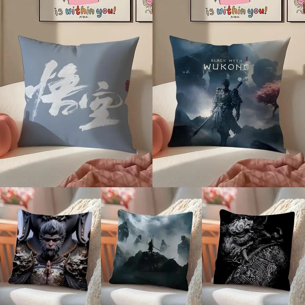 B-Black Myth Wukong unique Cushion Cover Linen Minimalist Cover Soft Decor for Sofa Home Room