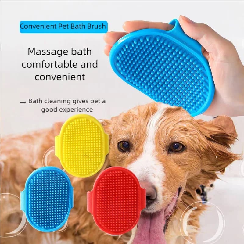 Dog Cat Silicone Bath Brush Soft Rubber Massage Comb Pet Hair Remover Scrubber Puppy Kitten Shower Grooming Cleaning Accessories