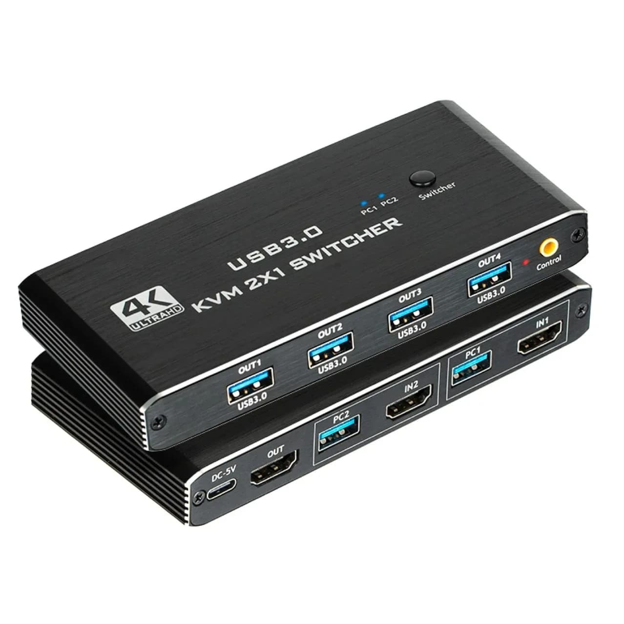 Switch KVM 2x1 USB 3.0 compatibile HDMI 4K a 60 Hz con telecomando per 2 computer Condividi 1 monitor/tastiera/mouse/stampante (4 dispositivi USB)