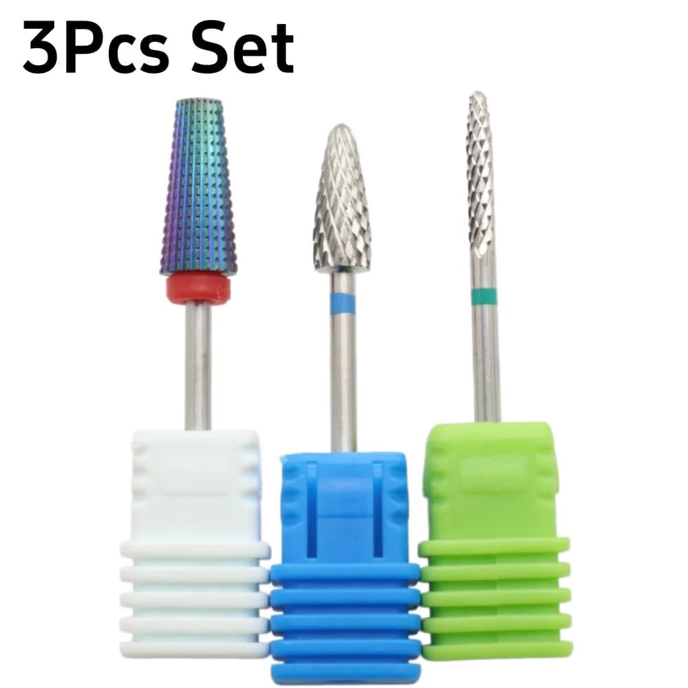 3Pcs Colorful Nail Drill Bits Set Fast Acrylic Remover 2.35mm Shank Manicure Pedicure Cuticle Tool for Electric Nail File Salon