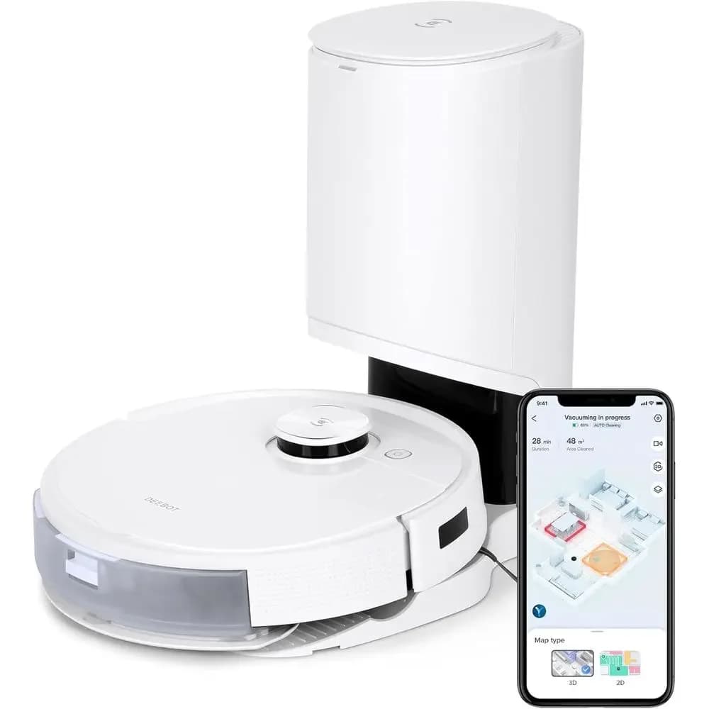 DEEBOT TEO+ Robot Aspirapolvere e Lavapavimenti con Stazione di Svuotamento Automatico, Mappatura Laser di Precisione, Mappe 3D, Lavaggio Oscillante, 3000Pa Su