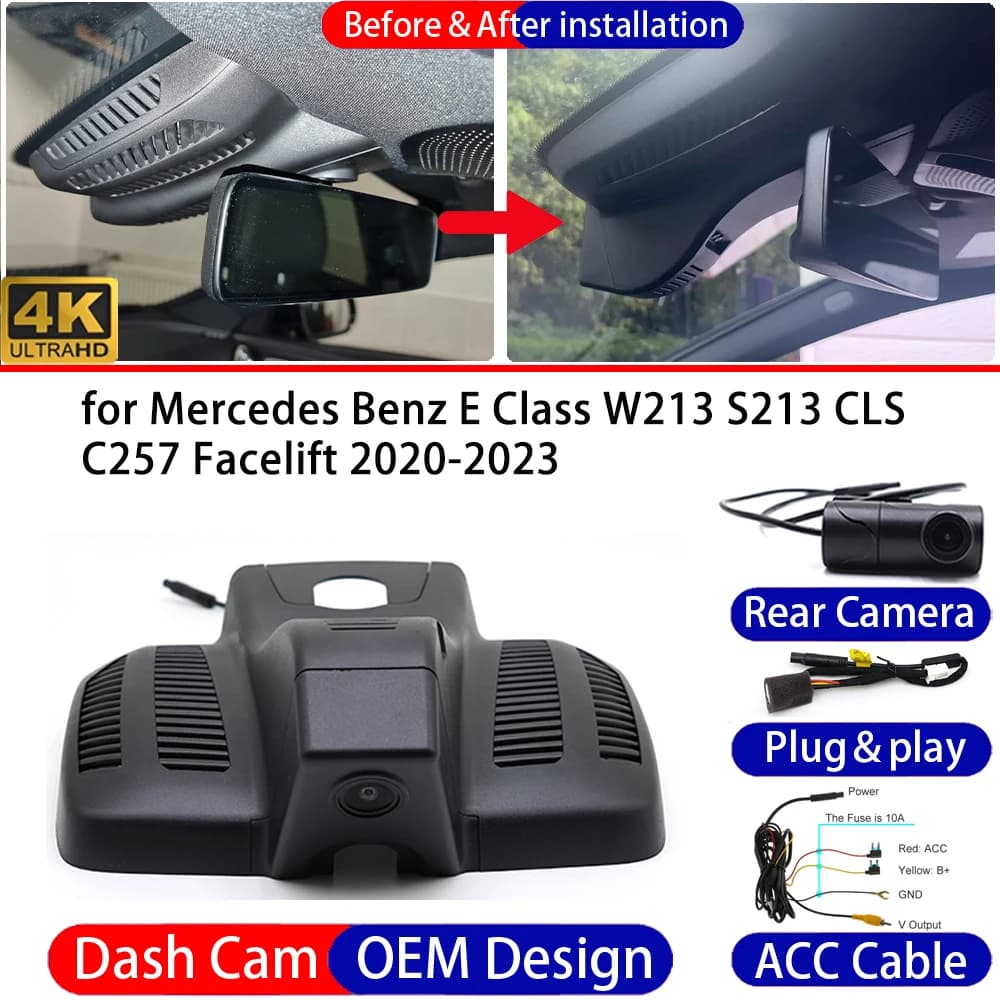 Dash Cam for Volvo EX30 2023 2024 2025 2026 Front Rear 4K Car DVR Driving Recorder Dashboard Camera Night Vision 24H Parking
