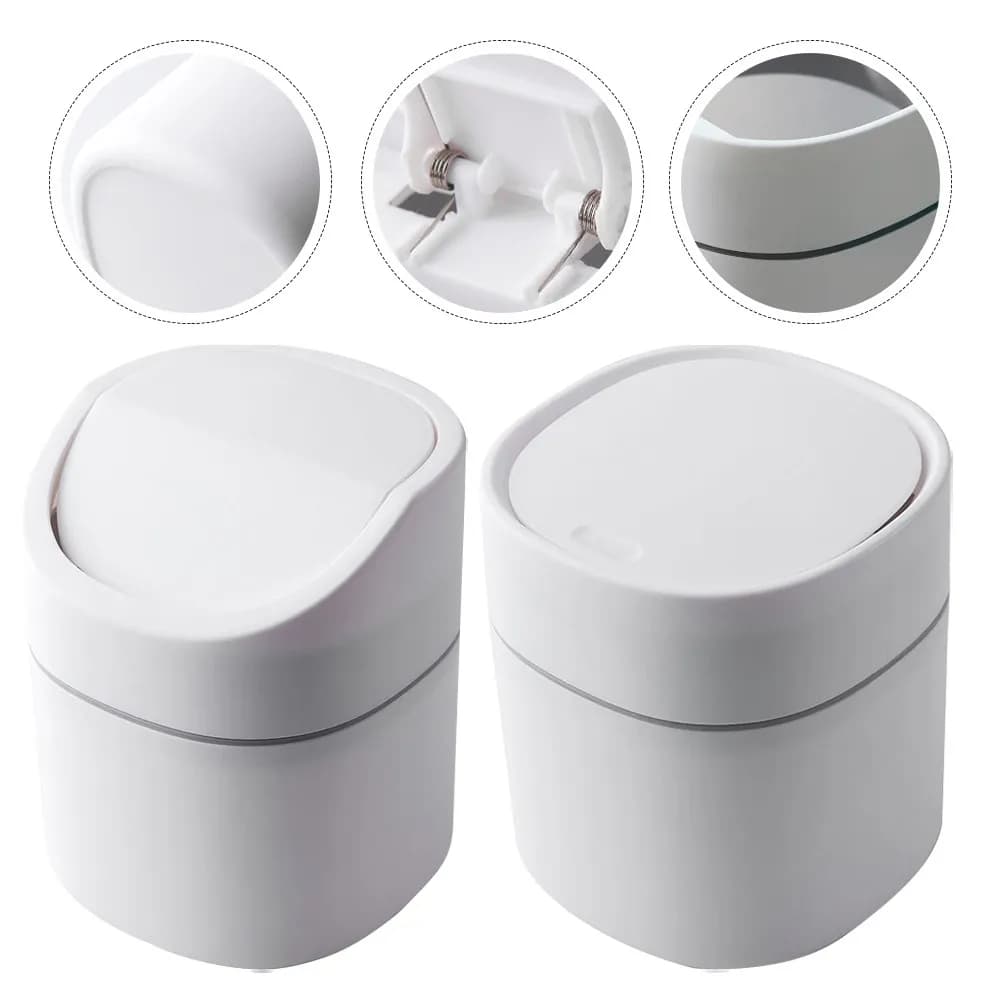 2 contenitori per rifiuti da scrivania, mini cestini in plastica inodore, robusti e salvaspazio per scrivania, cucina, camera da letto, piano di lavoro