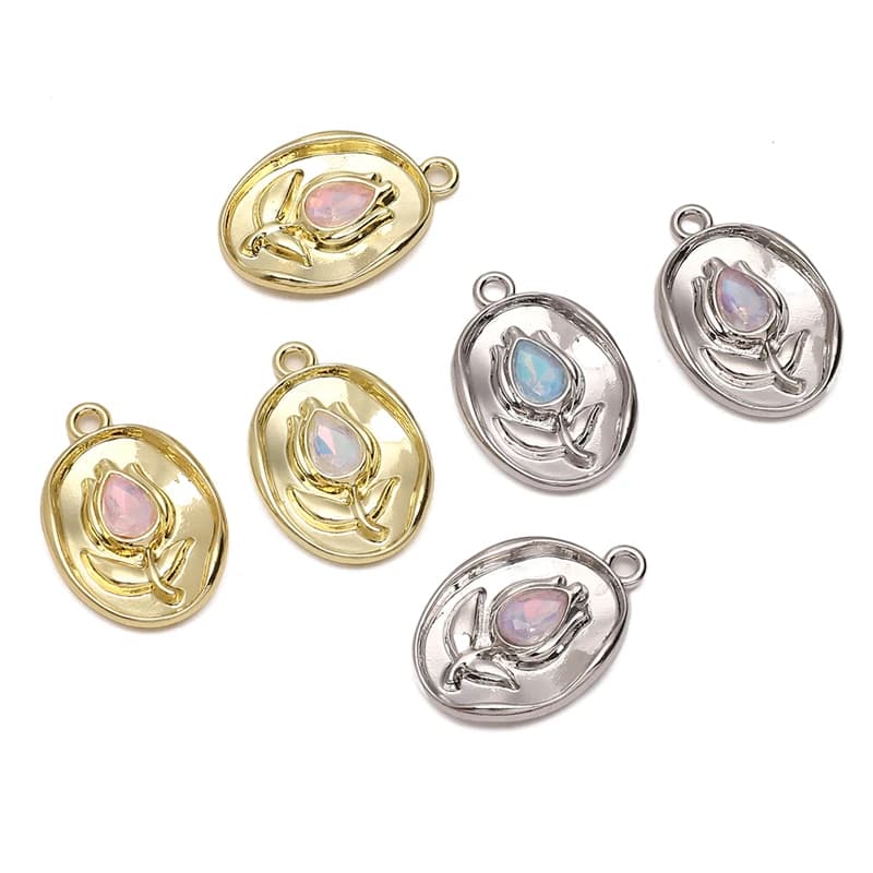 1 pz 14x21mm lega Charms vetro tulipano pendenti 1mm foro per gioielli che fanno collane braccialetto orecchino accessori fatti a mano fai da te