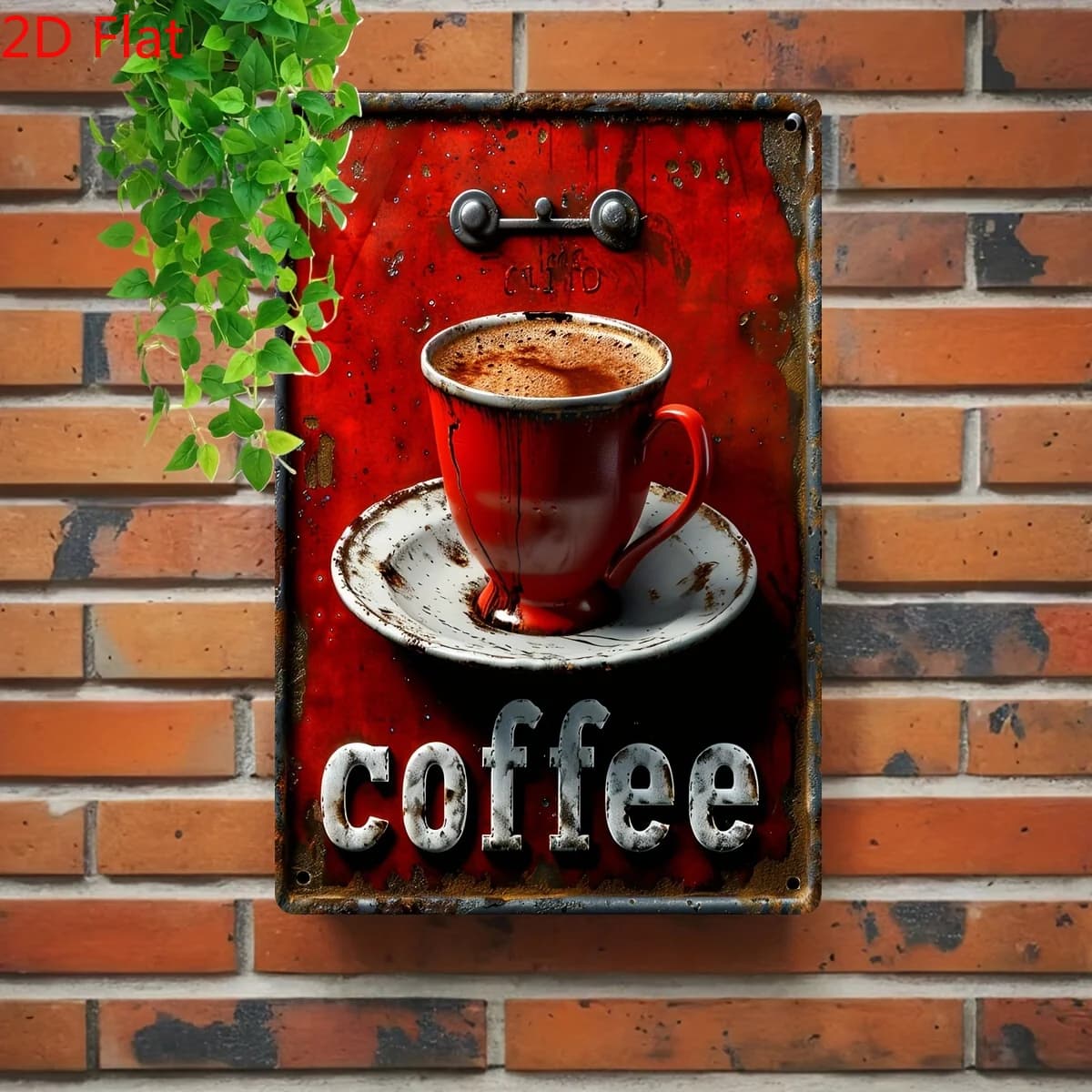 Targa da Parete Vintage in Lamiera a Forma di Tazza di Caffè Rossa 8x12 Pollici, Decorazione Rustica Retrò per Cucina, Caffetteria, Garage, Bar, Arte Murale Senza Alimentazione Elettrica