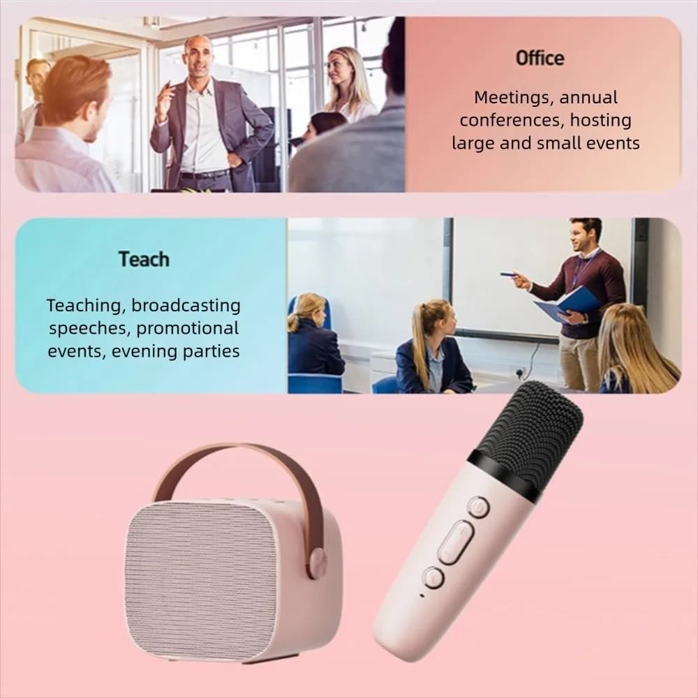 Altoparlante Bluetooth Portatile Mini con Suono Stereo Surround, Macchina per Karaoke Wireless con Doppi Microfoni, Subwoofer per Karaoke