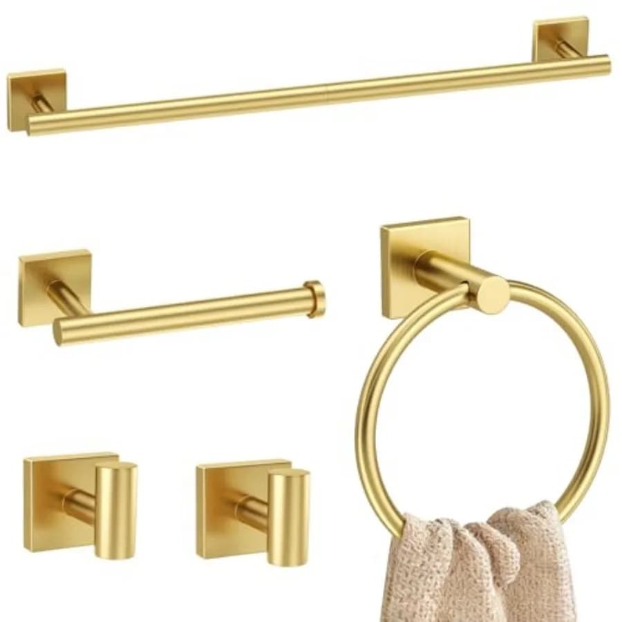 Set di 5 Accessori per Bagno in Acciaio Inox, Portasciugamani da Parete da 23,6 Pollici, Set di Accessori per Bagno
