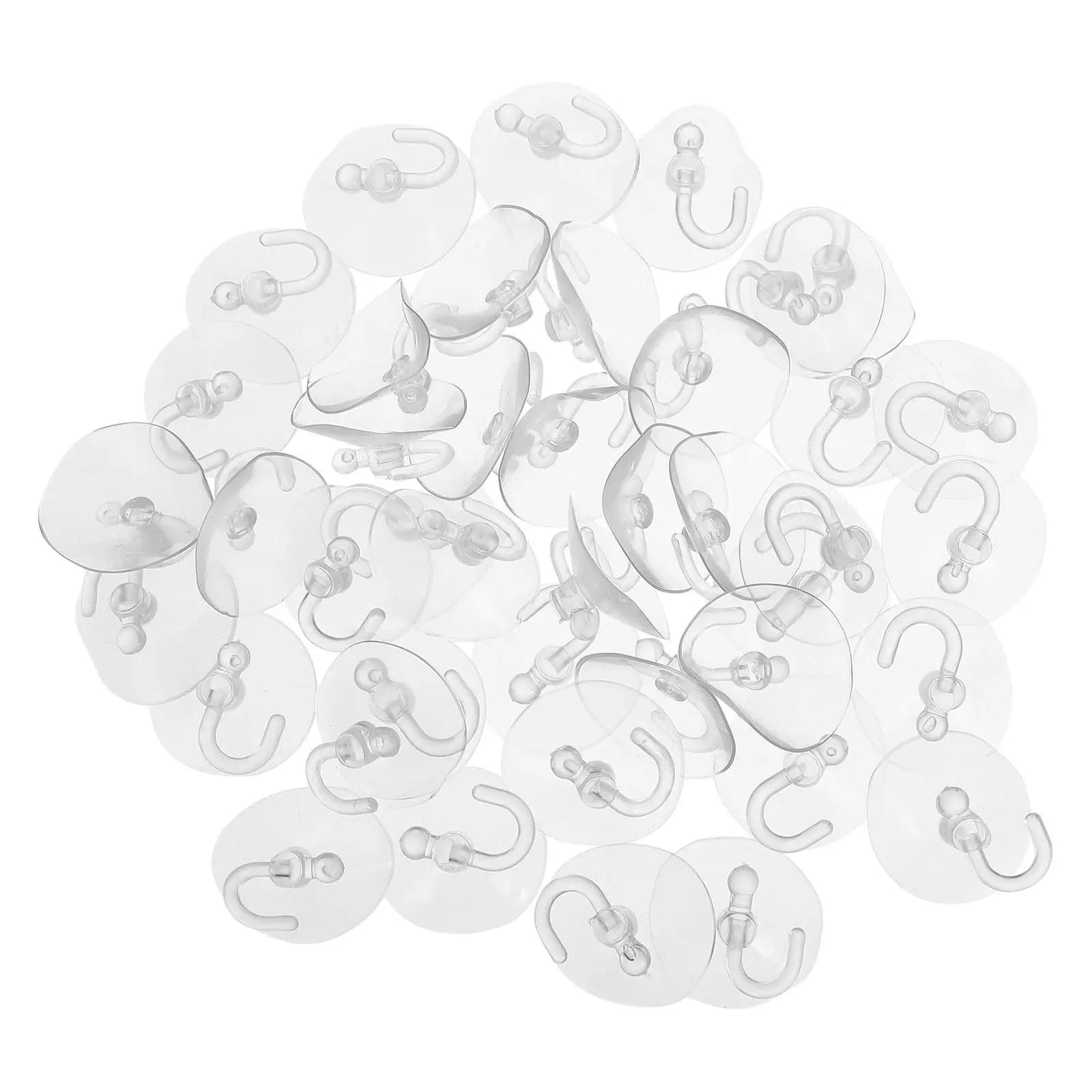 40 Pezzi Ganci a Ventosa Trasparenti Resistenti Riutilizzabili in Plastica per Finestre, Vetri, Soffitti, Porta Asciugamani Doccia - Nessuna Foratura Necessaria