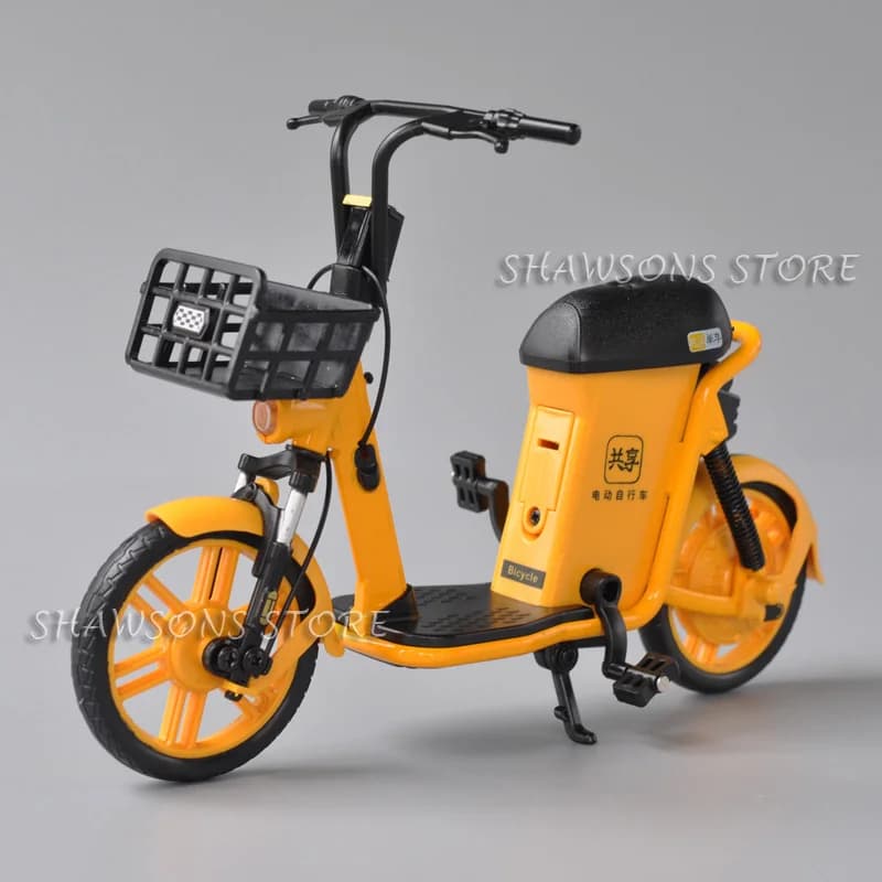 Giocattoli modello di bici elettrica in metallo pressofuso in scala 1:8 condivisione di biciclette urbane Replica in miniatura suono e luce