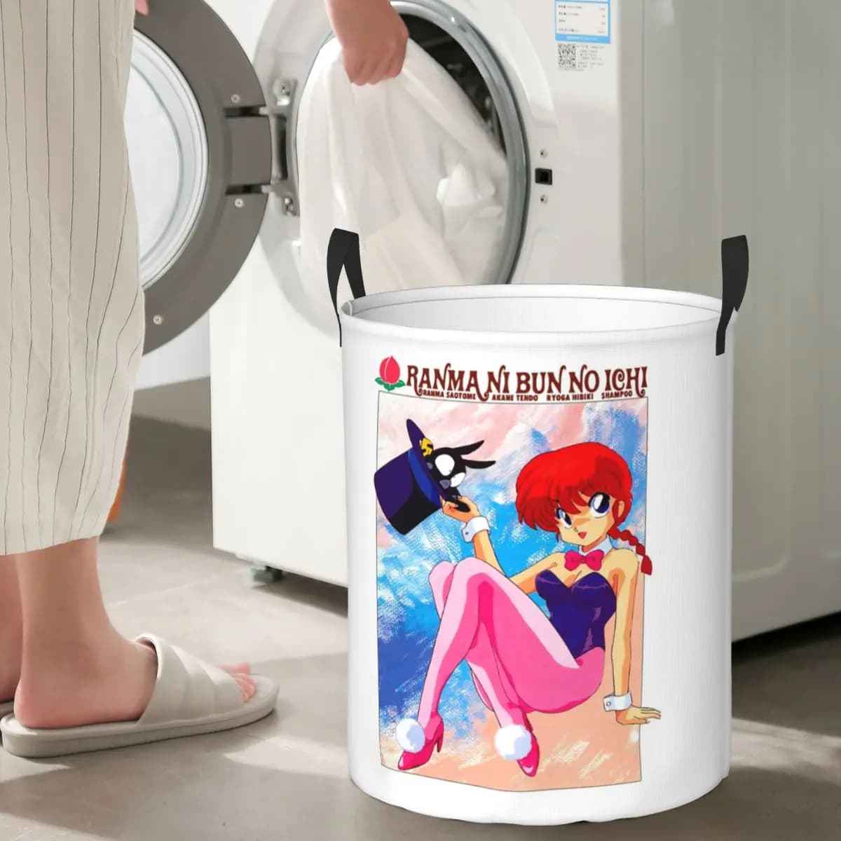 Ranma 1/2 Female And P Chan Classic foldable linen baskets, for dirty clothes, toys, storage basket, large waterproof bag