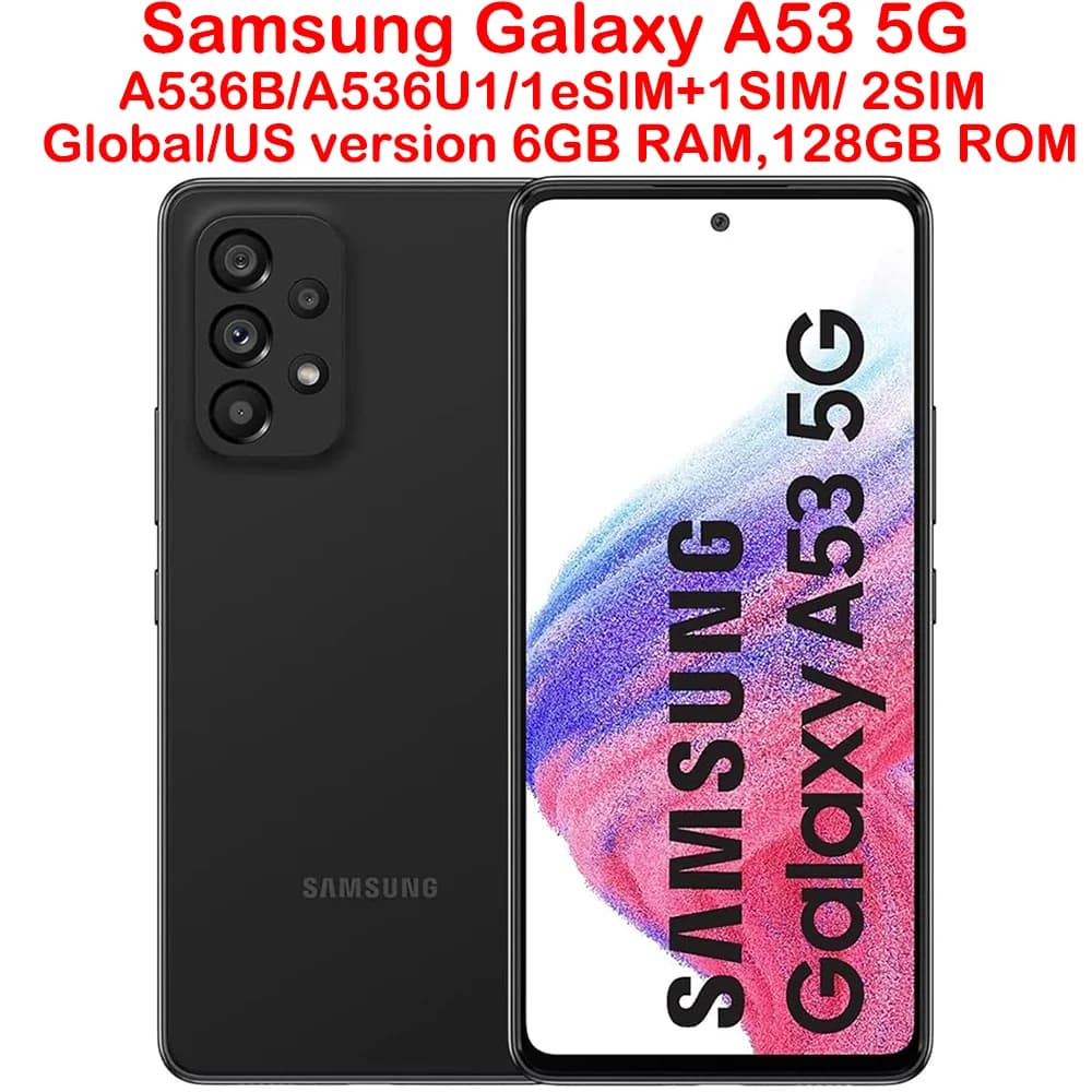 Samsung Galaxy A53 5G Smartphone Android, Versione USA/Globale, Schermo 6.5 Pollici, Otto Core, Quattro Fotocamere, 64MP, NFC, Originale Sbloccato
