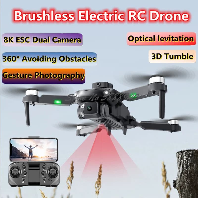 Senza spazzole 360 ° Evitare gli ostacoli Drone telecomandato elettrico 8K ESC Doppia fotocamera Levitazione ottica 3D Roll RC Quadcopter Drone