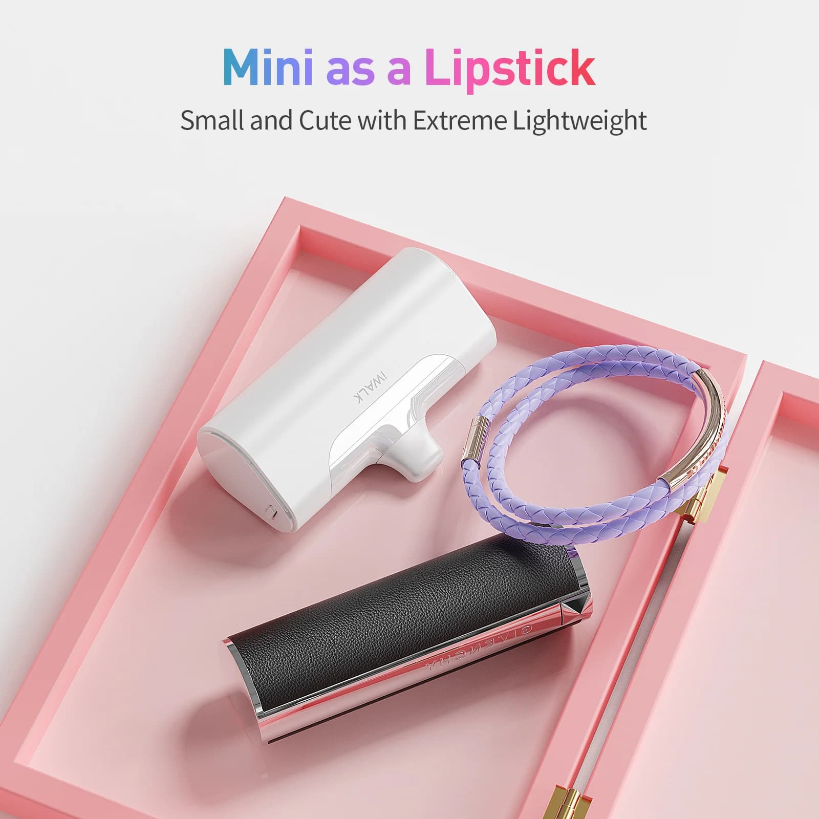 Mini portable charger iWALK 4500mAh: small as lipstick, great power, ideal for iPhone