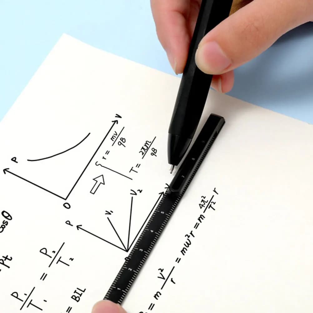 Set di 5 Penne Gel con Righello Integrato, Regalo Ideale per Studenti, Ufficio, Esami, Cancelleria e Premi