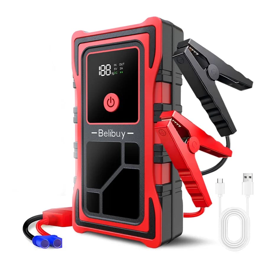 BELIBUY Avviatore di Emergenza per Auto e Moto - Nuova Versione Migliorata con Luce LED Integrata per Uso Esterno in Emergenza