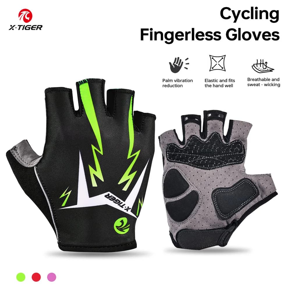 Cycling Gloves X-TIGER MTB Gloves with anti-slip silicone palm Outdoor cycling Climbing on rock Gloves half fingers reflective for motorcycle
