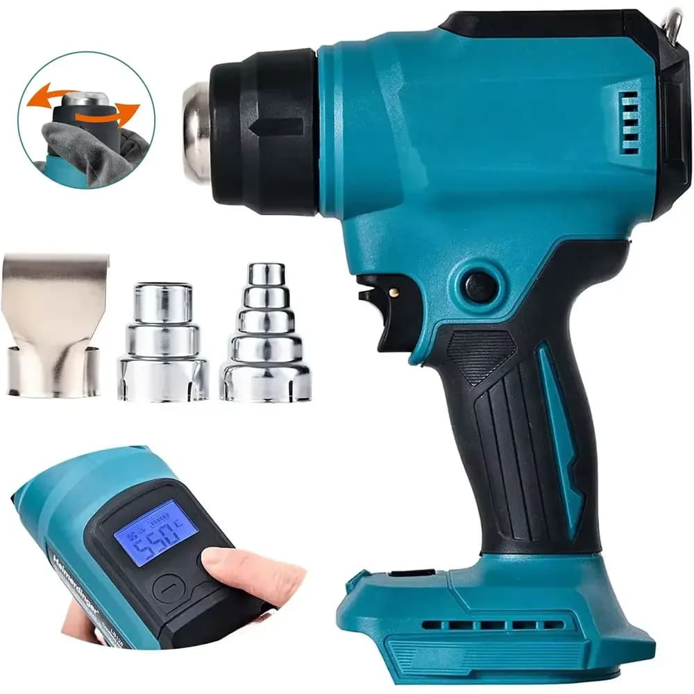Strumento di avvolgimento termoretraibile per pistola termica da 18 V Pistola ad aria calda Essiccatore ad aria Ventilatore termico per saldatura con display a LED, Solo strumento, Nessuna batteria
