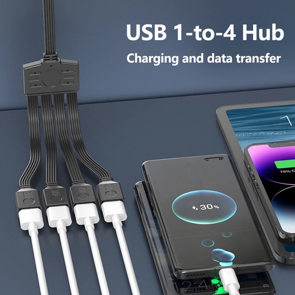 Hub USB da 1 a 4 Cavi a gomito a 90 gradi compatibili per computer Mouse Tastiere Chiavette USB Adatto per uso OTG montato su auto