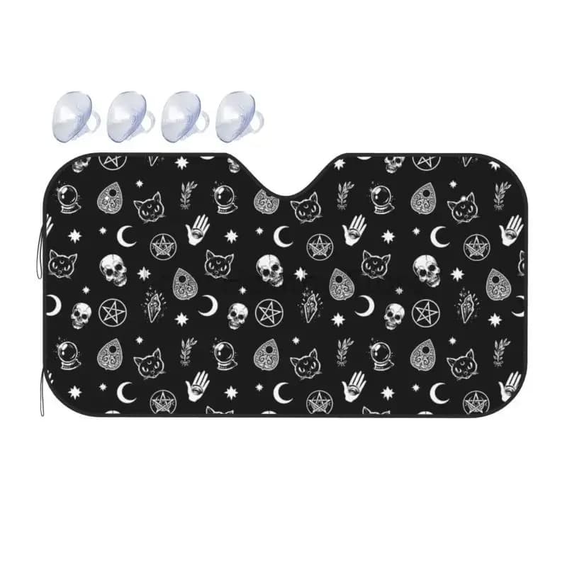 Teschio Gatto Luna Design gotico Parabrezza per auto Parasole Auto Parasole Bloccanti Universali Fit Berlina Van SUV Accessori per camion