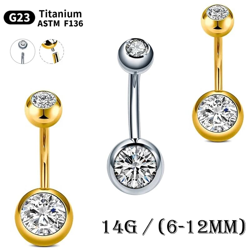 10 Pz/lotto G23 Titanio Ombelico Penetrante Ombelico Orecchino Goth Cristallo Pancia Penetrante Gioielli per Donne Sexy Ombelico Penetrante 14G