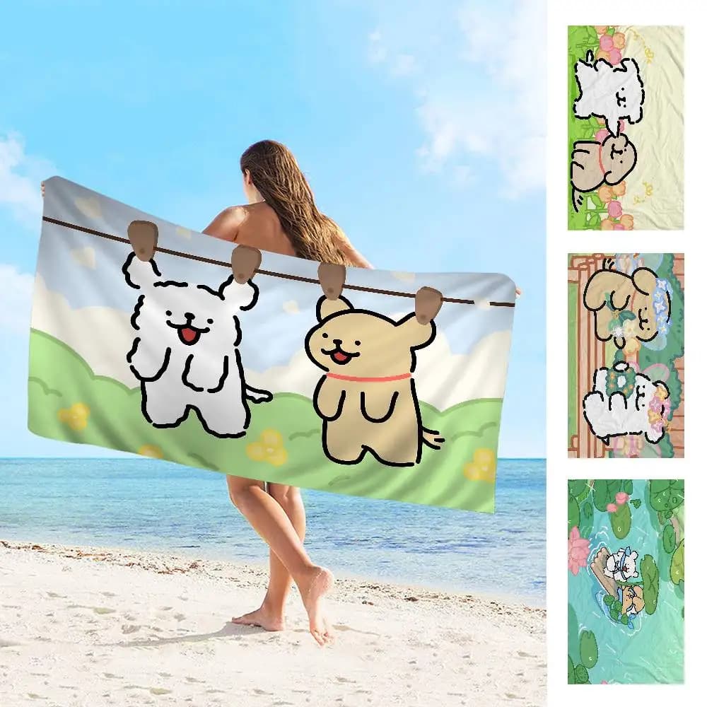 Asciugamano da spiaggia con motivo cane di razza Maltese, morbido e assorbente, regalo per bambini, per viaggi, campeggio, palestra