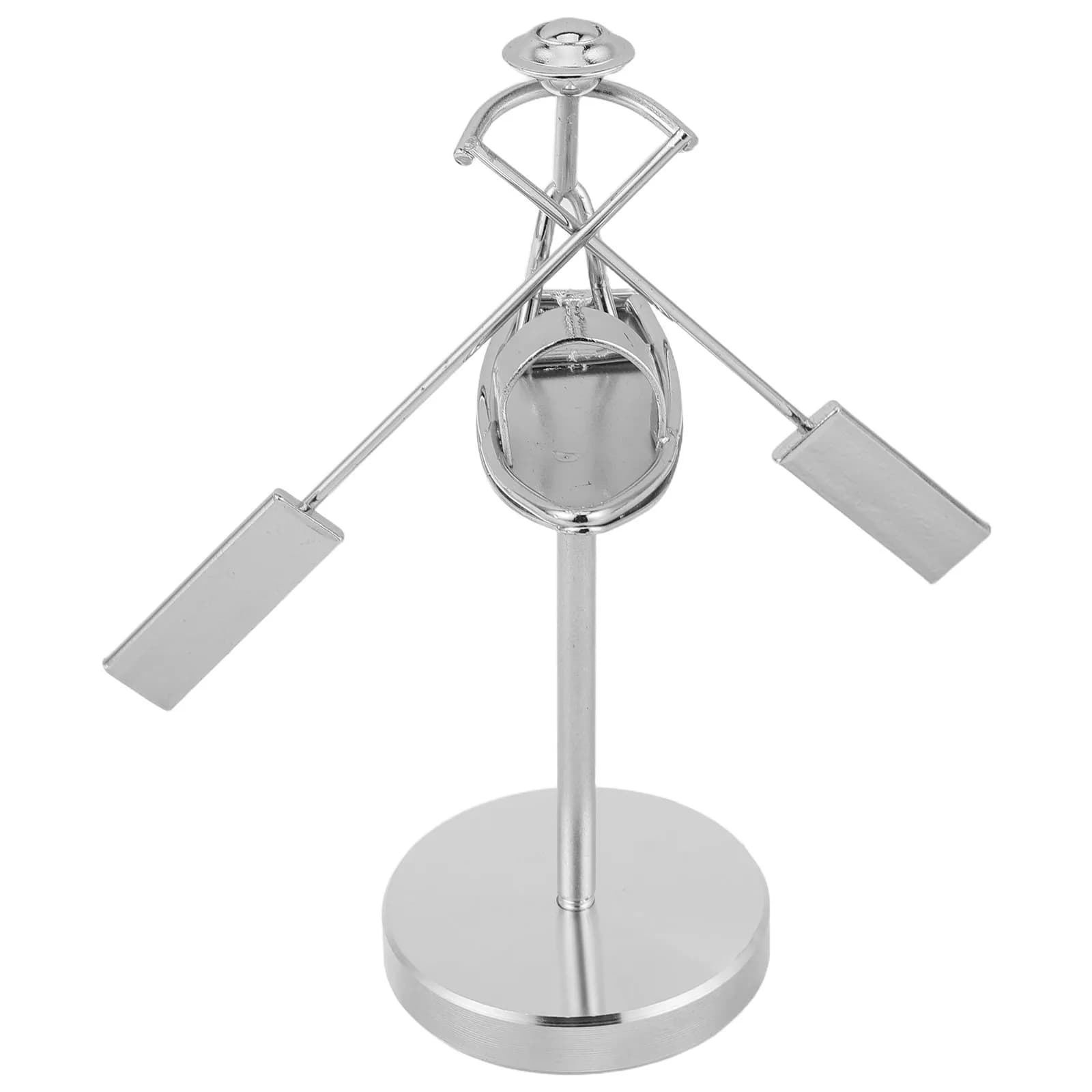 Balancing Fisherman Sculpture Iron Art Desktop Decor Perpetual Motion Rowing Boat Pendulum Statue for Office Study Living Room