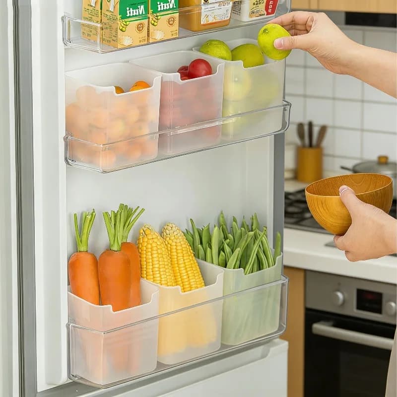 1/2/4 Pezzi Contenitore Trasparente per Frigorifero, Scatola per Conservazione Frutta e Verdura, Organizzatore per Frutta