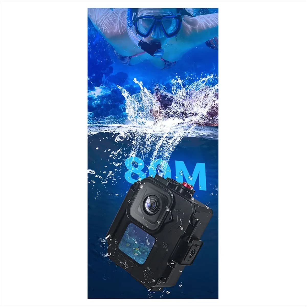 N05R 80M Waterproof Case Aluminium Frame Protective Case Underwater Diving Case for Gopro 12/11/10 for Gopro 13 Action Camera
