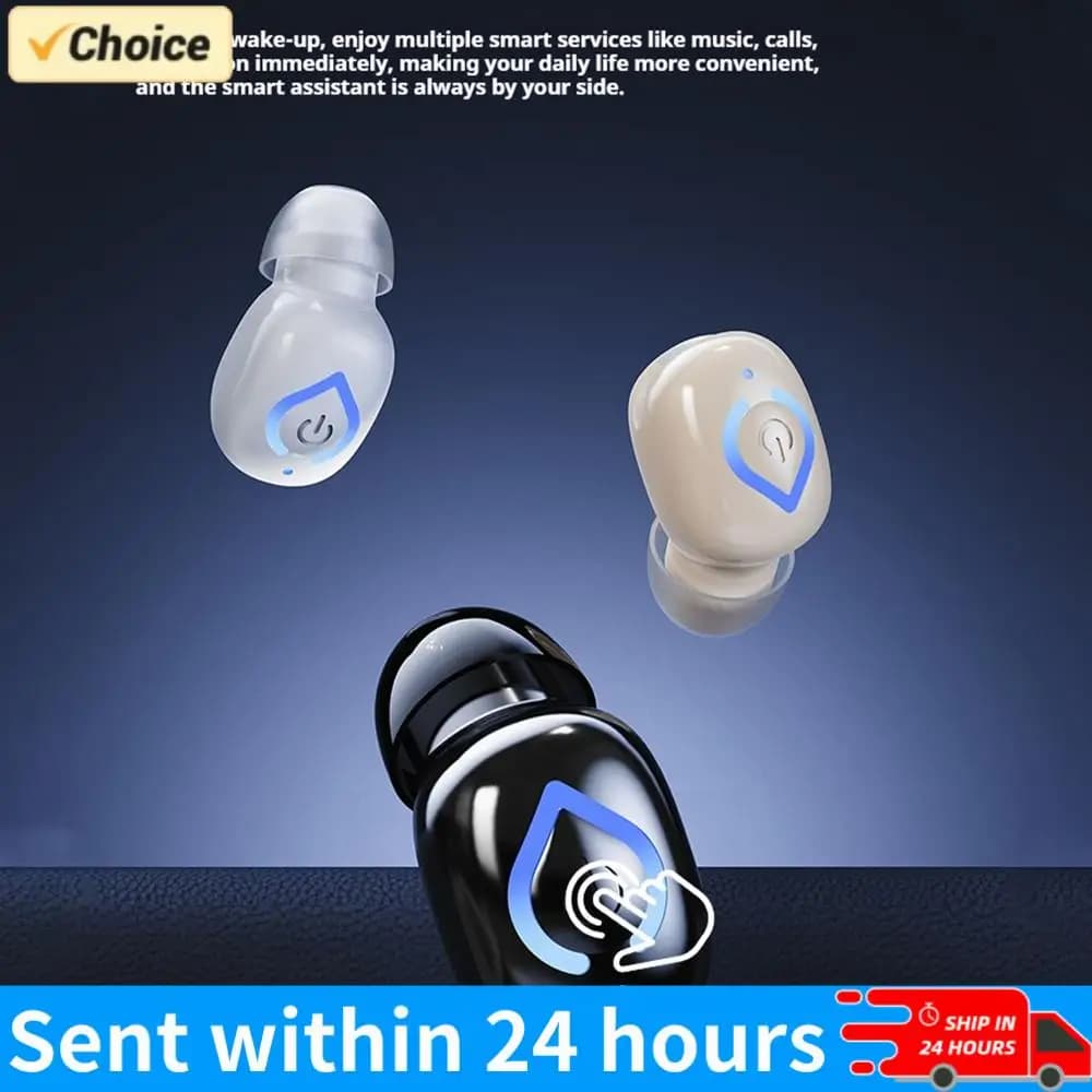 BT 6.1 Wireless Mini Single Earbud With Mic Invisible Earbuds IPX3 Waterproof In-Ear Sports Headphones for Home & Office